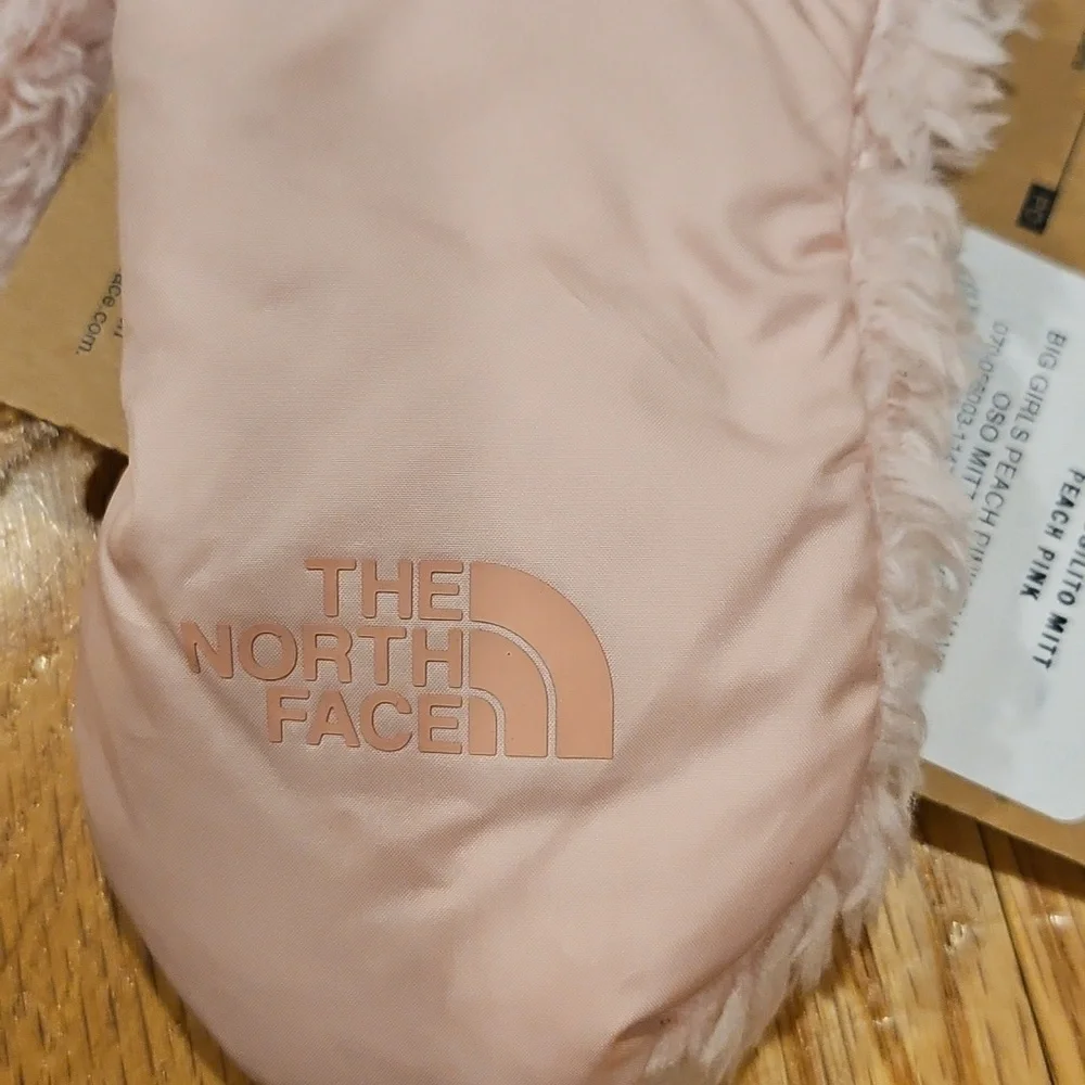 The North Face Girls Mittens in Light Pink with Faux-Fur Trim NWT Small